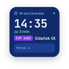 Mały widżet z najbliższym odjazdem