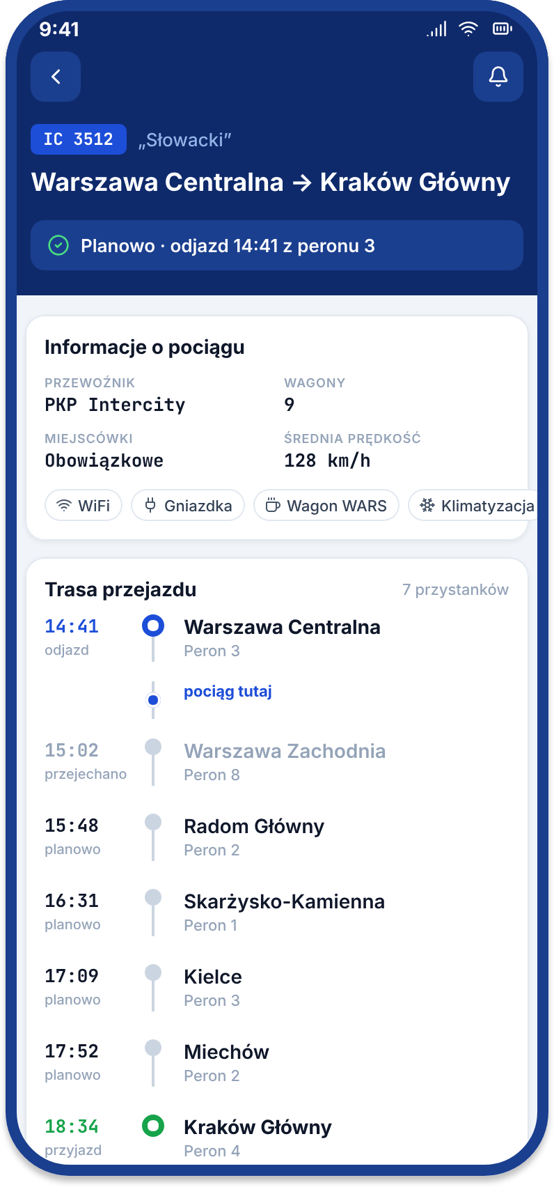 Szczegóły pociągu